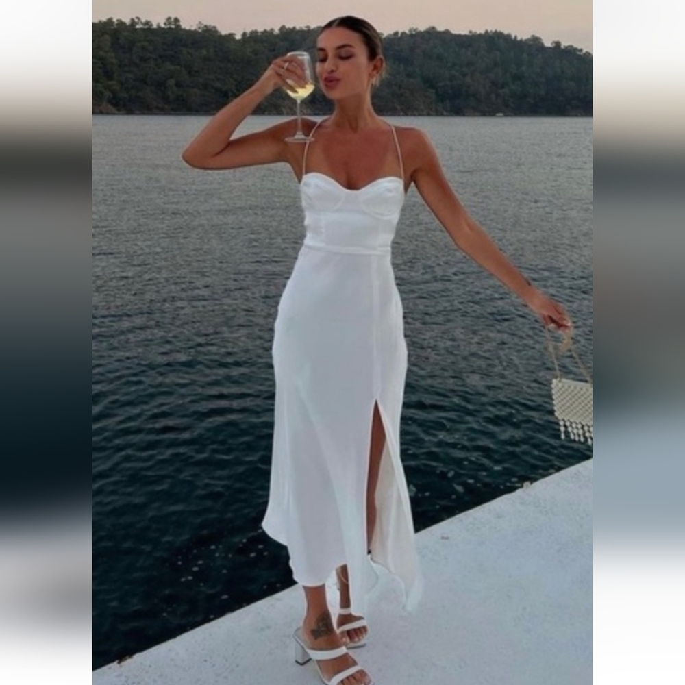 Zara White Strapless Dress